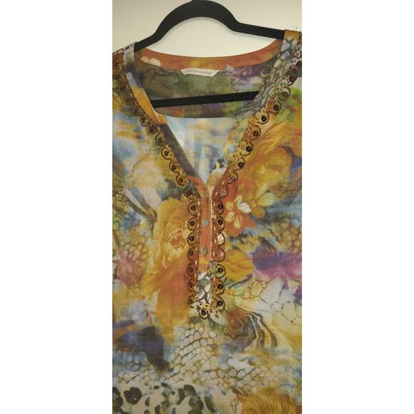 Soft Surroundings Top Topper Womens XL Sheer Boho Lightweight Sequins Pretty! - Picture 6 of 16